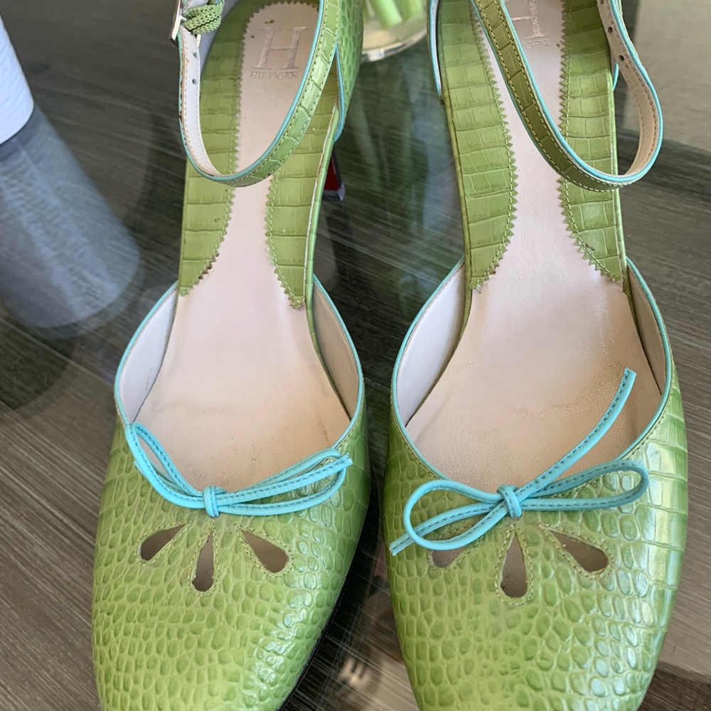 Tommy Hilfiger Green and Blue Textured Heels